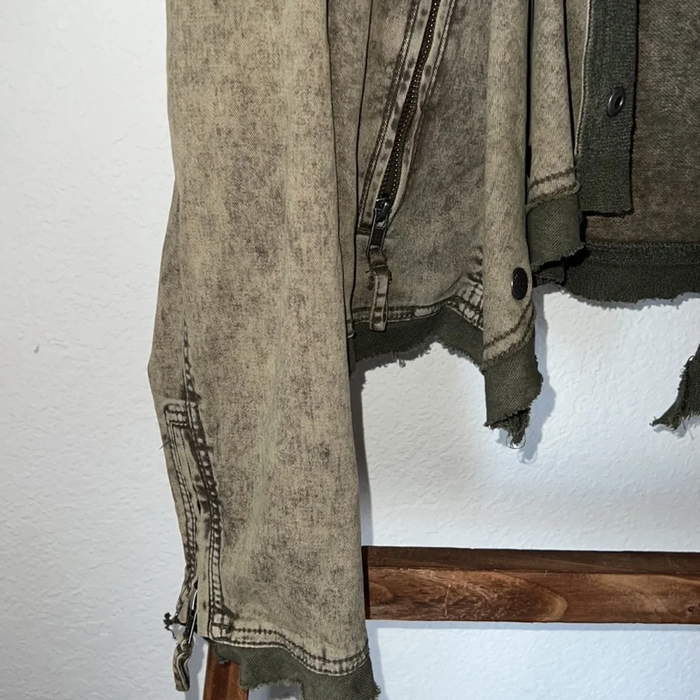Free People Draped Denim Moto Jacket - Picture 5 of 6